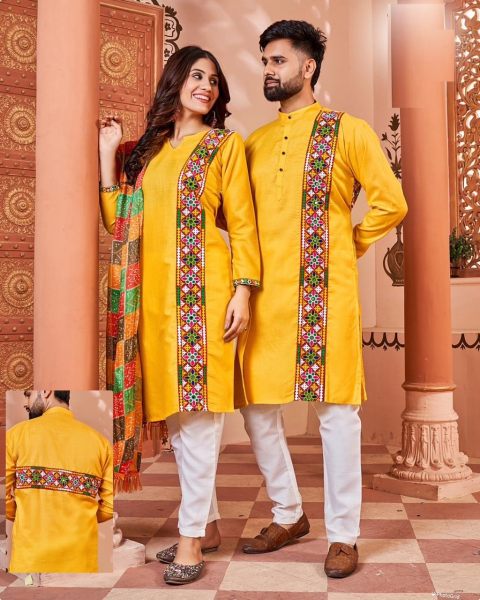 Matching Navratri Twinning  Cotton  With Embroidery    Stylish Pattern  Couple Collection  Couple Combo collection 