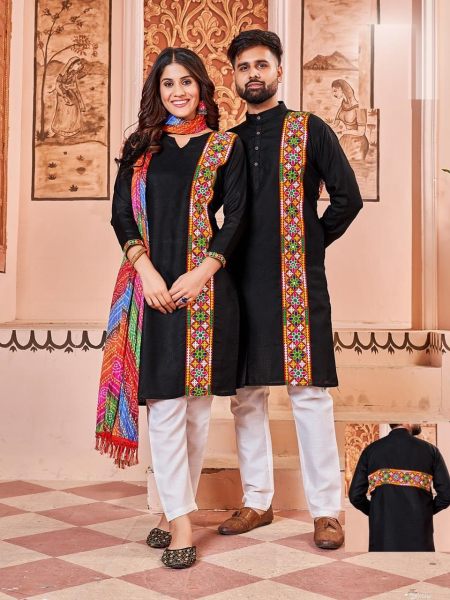 Matching Navratri Twinning  Cotton  With Embroidery    Stylish Pattern  Couple Collection  Couple Combo collection 