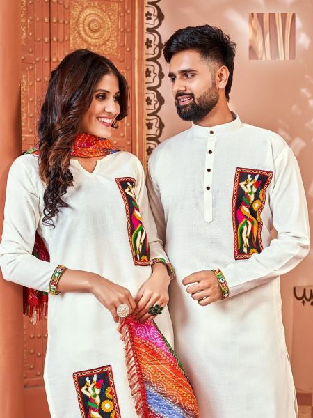 Matching Navratri Twinning  Cotton  With Embroidery    Stylish Pattern  Couple Collection  Couple Combo collection 