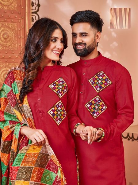 Matching Navratri Twinning  Cotton  With Embroidery    Stylish Pattern  Couple Collection  Couple Combo collection 