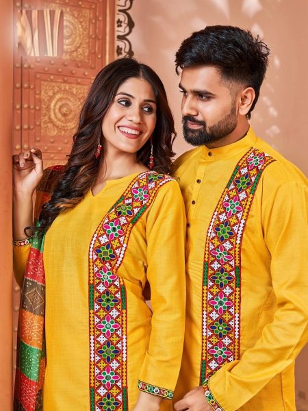 Matching Navratri Twinning  Cotton  With Embroidery    Stylish Pattern  Couple Collection  Couple Combo collection 