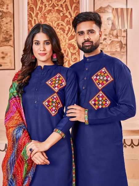 Matching Navratri Twinning  Cotton  With Embroidery    Stylish Pattern  Couple Collection  Couple Combo collection 