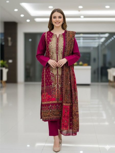 Mehboob Tex 1755 Maslin Pakistani Suit with Bottom and Dupatta at Manufacturer Rate Salwar Kameez