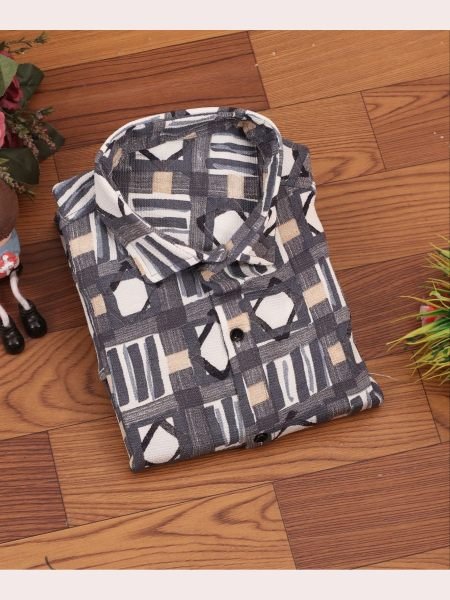 Men s Printed  Shirt with Popcorn fabric and Full Sleeve Mens Shirt