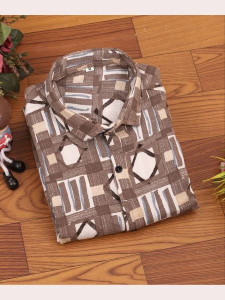 Men s Printed  Shirt with Popcorn fabric and Full Sleeve Mens Shirt