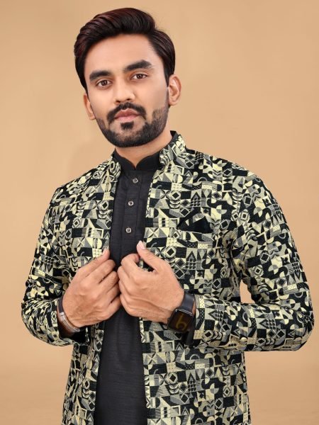 Men s Traditional wear Black  Indo Western koti Kurta Collection Kurta Pajama Wholesale