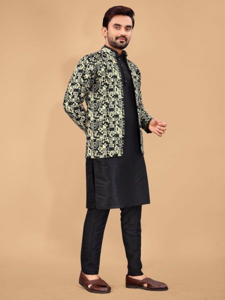 Men s Traditional wear Black  Indo Western koti Kurta Collection Kurta Pajama Wholesale