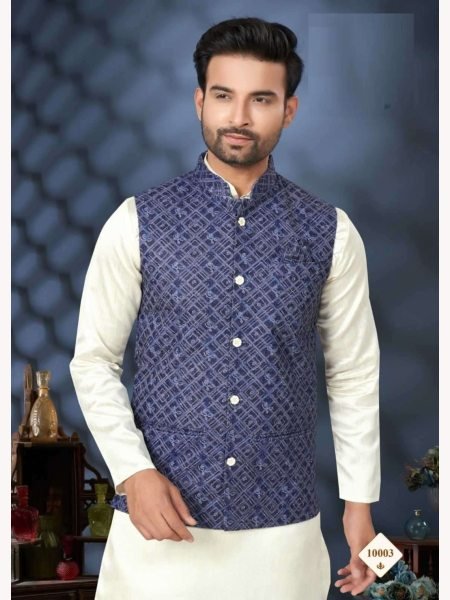 Men s Wear Silk Mastani Kurta with  Heavy Cotton Digital Print Koti  Kurta Pajama Wholesale