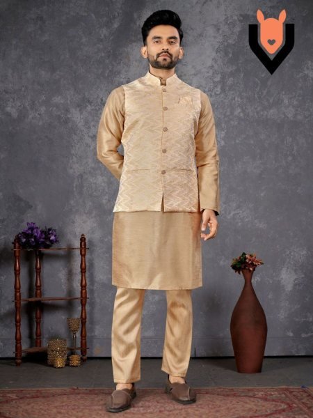 Mens Traditional Kurta Pajama with Jacquard Koti Festive Collection 