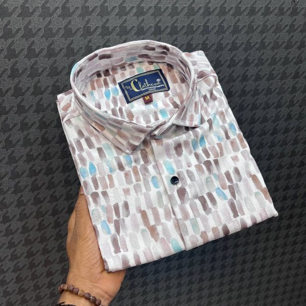  MENS WEAR POPCORN FABRIC HALF SLEEVE SHIRTS Mens Shirt