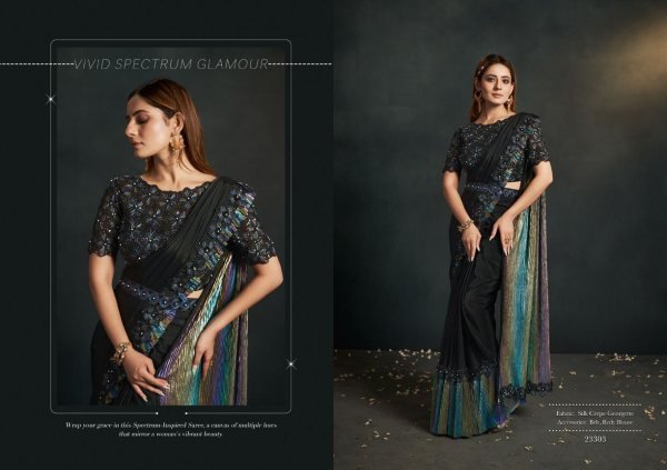 Elegant Ready to Wear Midnight Saree with Embroidered Belt Ideal for Receptions   Events Designer Wedding Sarees Wholesale