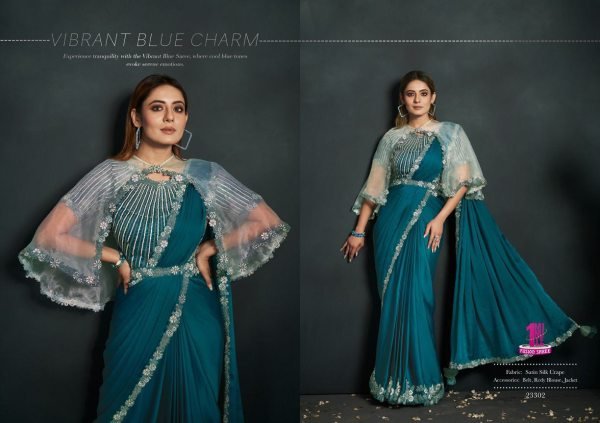 Elegant Ready to Wear Midnight Saree with Embroidered Belt Ideal for Receptions   Events Designer Wedding Sarees Wholesale