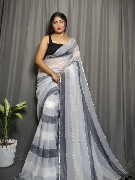 Midnight Mist Rainbow Mull Cotton Saree Soft Striped Drape Without Blouse Cotton Sarees Wholesale
