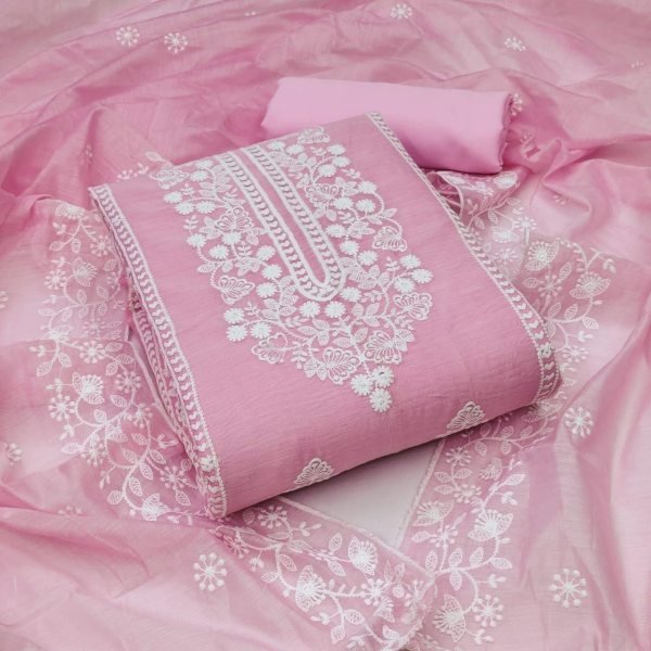  Modal Casual Wear Lucknowi Dress Material Color Set Matching Dress Material Wholesale