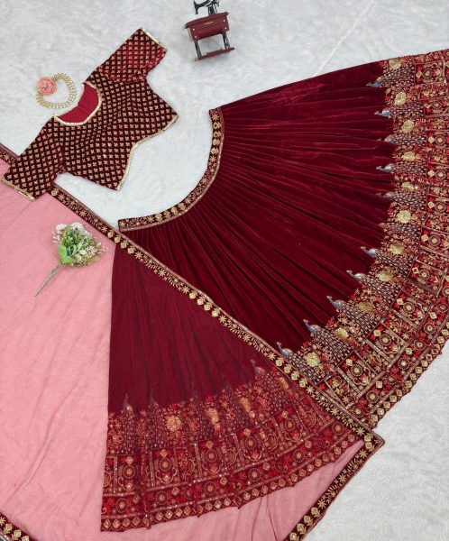 Modish Viscose Velvet Lehenga Choli with Thread & Sequence Work At Wholesale Rate Designer Lehenga Choli