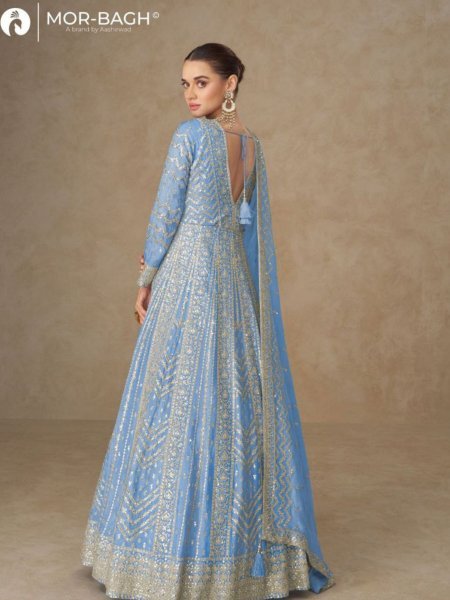 Mor Bagh Chinnon Silk Anarkali Gown with Dupatta Premium Supplier from Surat Anarakali Gown Wholesale