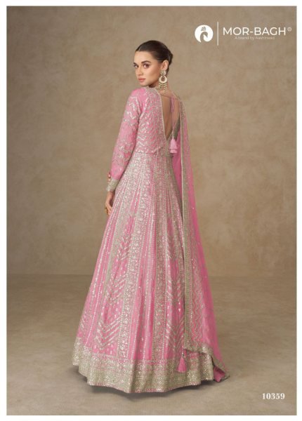 MOR-BAGH Chinnon Silk Anarkali with Embroidery Work Premium Designer Set for Weddings Anarakali Gown Wholesale