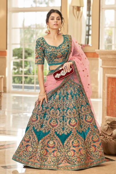 Morpich Velvet Designer Lehenga Choli Bridal Lehenga Choli