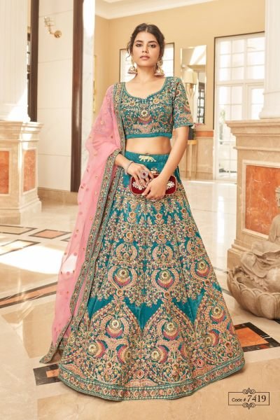 Morpich Velvet Designer Lehenga Choli Bridal Lehenga Choli
