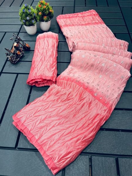 Moss Chiffon Saree With Crush Work Pure Chiffon Sarees Wholesale