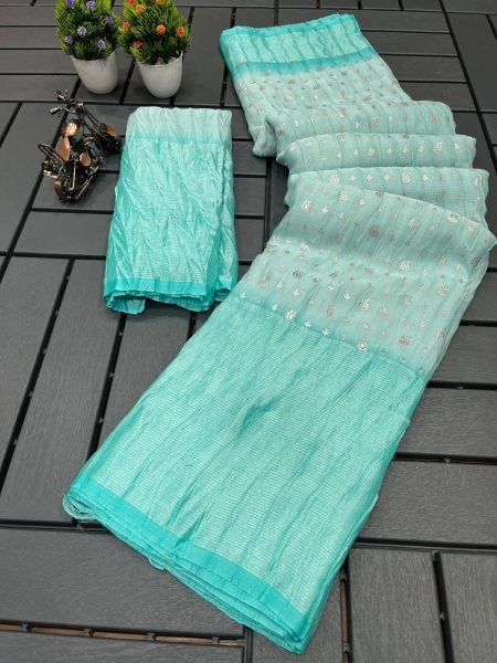 Moss Chiffon Saree With Crush Work Pure Chiffon Sarees Wholesale