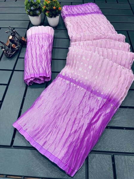 Moss Chiffon Saree With Crush Work Pure Chiffon Sarees Wholesale