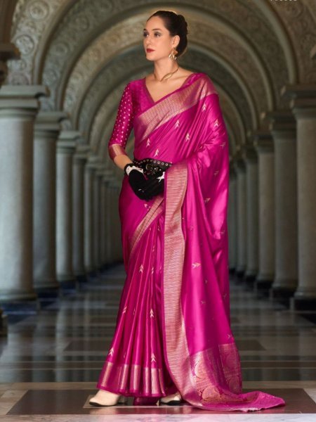 Most Popular Styles Pink Color Sattin Mungha Silk Saree Collection By Royal Export  Sarees 