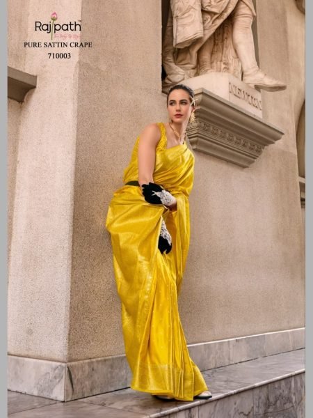 Most Popular Styles Yellow Color Sattin Mungha Silk Saree Collection By Royal Export  Designer Wedding Sarees Wholesale