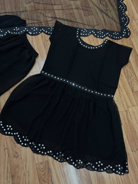 Mouni Roy Georgette Designer Black Sharara Suit Ready To Wear Collection