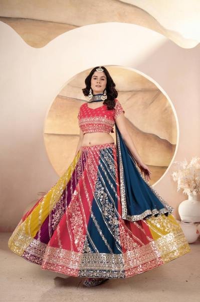 Multi Color Faux Georgette Lehenga Collection By Royal Export Designer Lehenga Choli