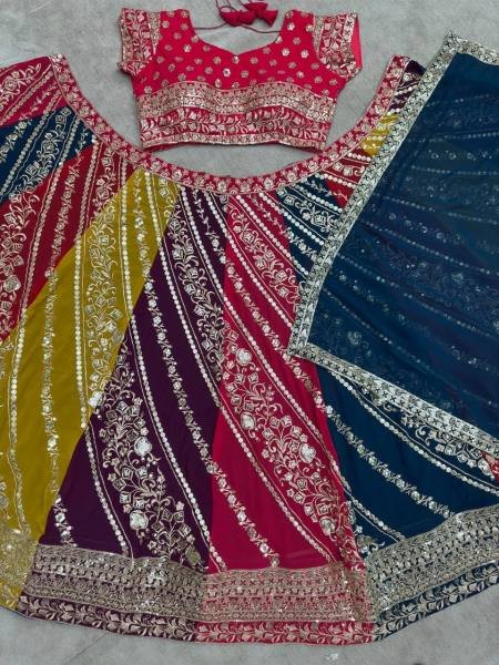 Multi Color Faux Georgette Lehenga Collection By Royal Export Designer Lehenga Choli