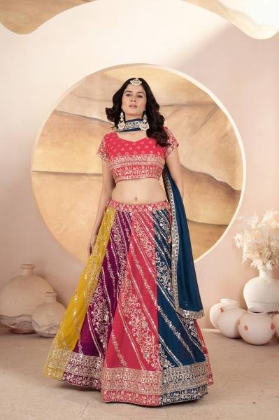 Multi Color Faux Georgette Lehenga Collection By Royal Export Designer Lehenga Choli