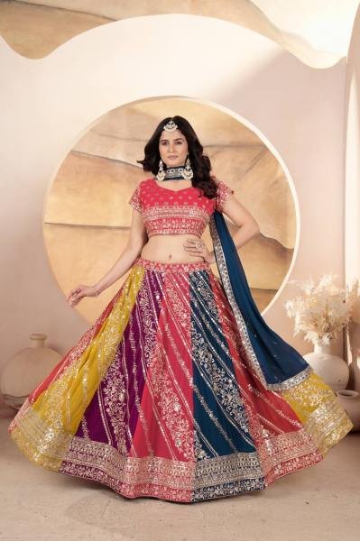 Multi Color Faux Georgette Lehenga Collection By Royal Export Designer Lehenga Choli