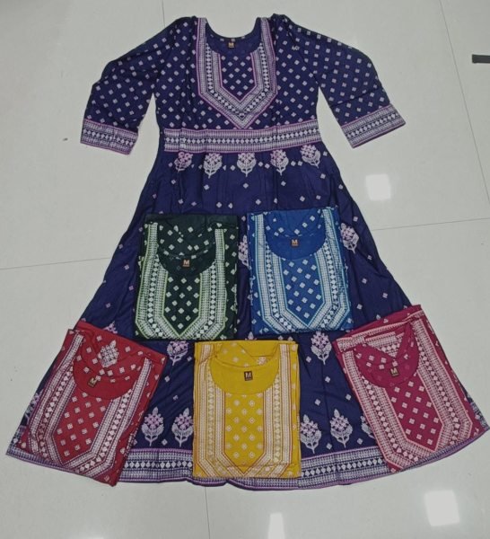 Multi Color Heavy Reyon Kurti  Printed Kurtis