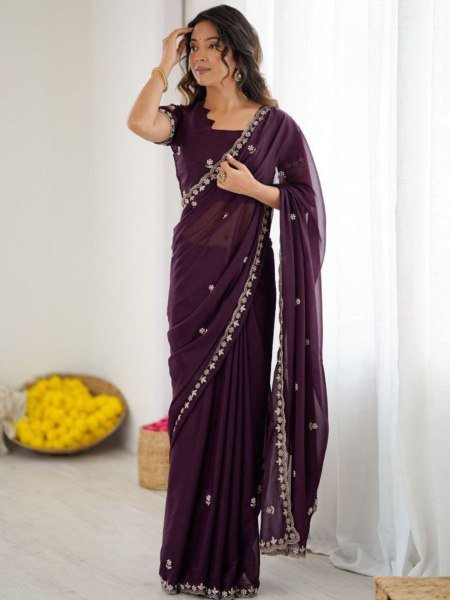 Multi Color Soft Star Georgette Silk Saree with Moti and Embroidery Work for Party Special Sarees 