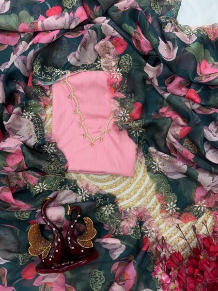 Multicolor floral tebby silk saree with katdana pearl handwork festive party drape Silk Sarees Wholesale