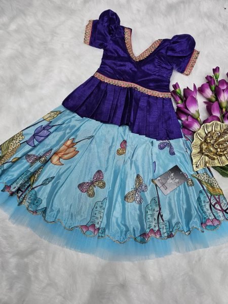 multicolor kids silk lehenga choli with digital print premium festive wear Girls Wear