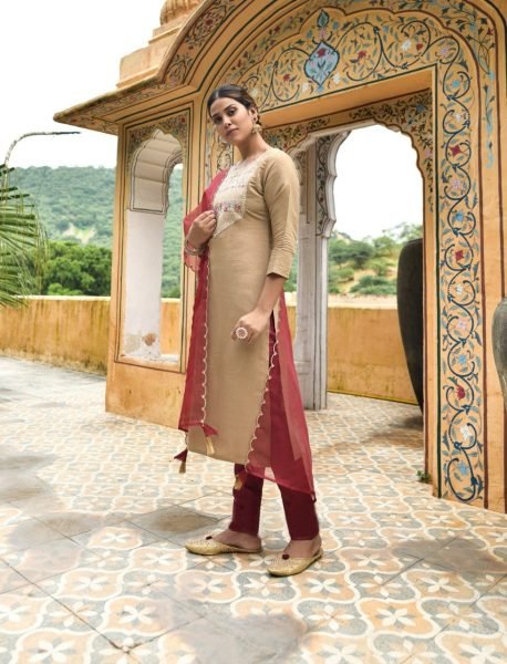 Muslin Cotton Kurti Pant Set Collection With Sequence   Embroidery Work  Ready To Wear Collection