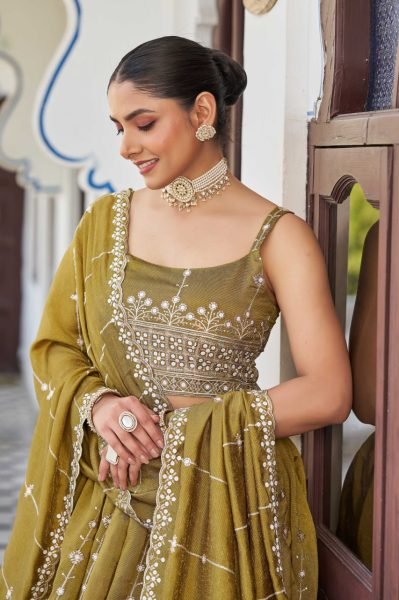 Mustard Gold Silk Lehenga with Sequin Embroidery Royal Look for Wedding & Festive Events Designer Lehenga Choli