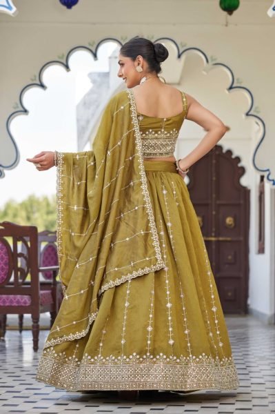 Mustard Gold Silk Lehenga with Sequin Embroidery Royal Look for Wedding & Festive Events Designer Lehenga Choli