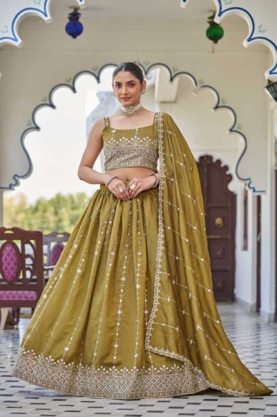Mustard Gold Silk Lehenga with Sequin Embroidery Royal Look for Wedding & Festive Events Designer Lehenga Choli