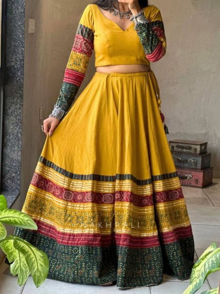 Mustard Yellow Printed Rayon Lehenga Choli with 4 Mtr Flair and Dupatta Festive Outfit  Lehenga