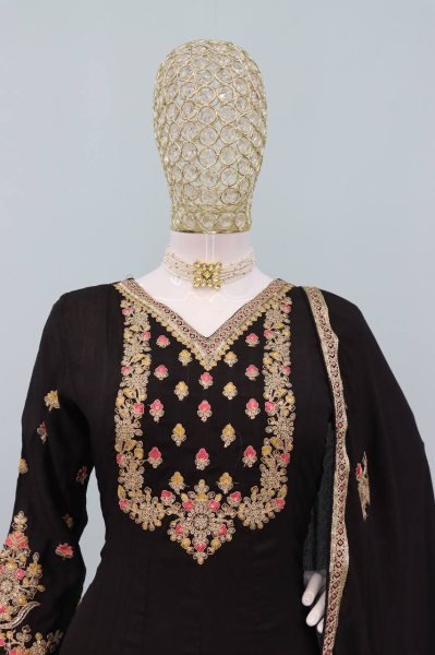 Mystic Bloom Anarkali Heavy Chinon Gown with Embroidered Dupatta for Grand Celebrations Anarakali Gown Wholesale