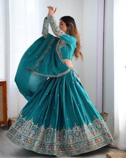 Natural Crepe Silk Designer Lehenga Choli with Thread  Sequins  Coding Dori Work Semi Stitched Wedding Wear Designer Lehenga Choli