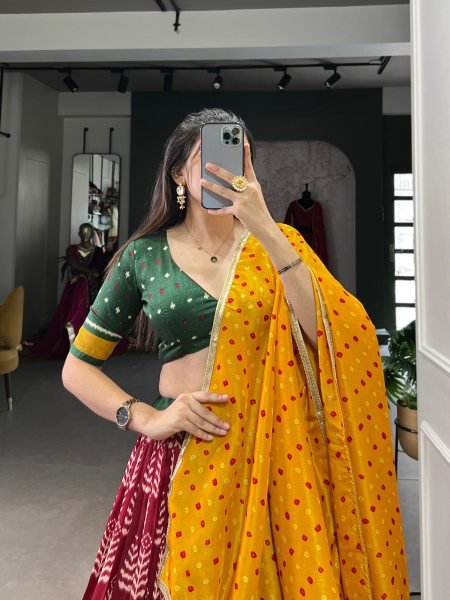 Navratri Collection Navratri Glow in Dola Silk Lehenga Choli And Bandhej Dupatta Navratri Lehnega Choli