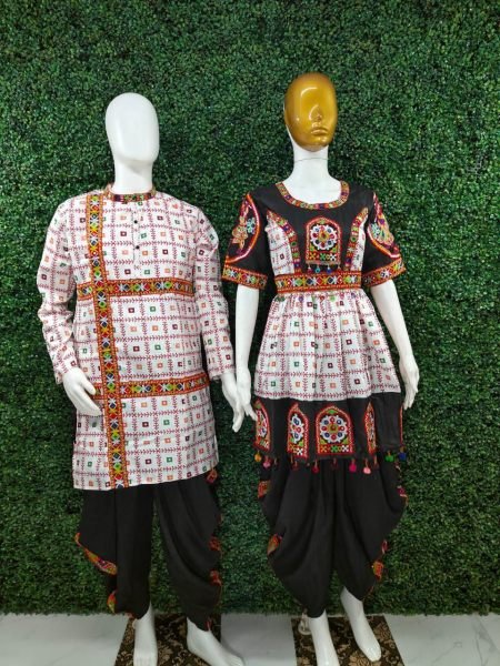 Navratri Couple Kediya Dhoti Set with Mirror Work Perfect for Garba  Couple Combo collection 