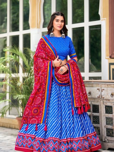 Navratri Special Admyrin Tussar Silk Patola Print Heavy Lehenga Choli 