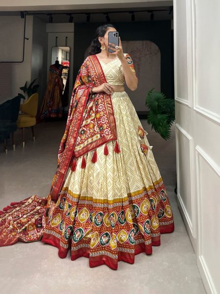 Navratri Special Bandhej And Patola Print Lehenga Choli  Navratri Lehnega Choli