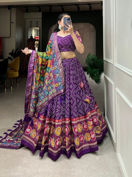 Navratri Special Bandhej And Patola Print Lehenga Choli  Navratri Lehnega Choli