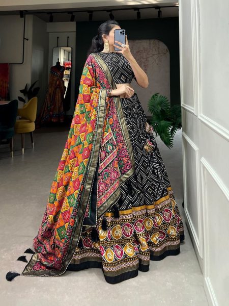 Navratri Special Bandhej And Patola Print Lehenga Choli  Navratri Lehnega Choli